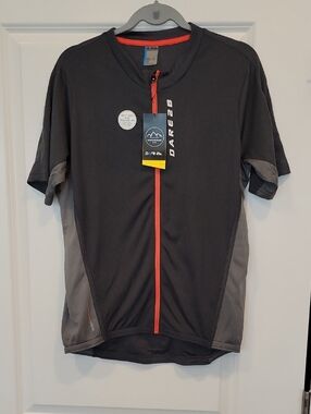 Dare2B Men's Gray Cycling Shirt Short Sleeve Back Pockets Size XL NWT